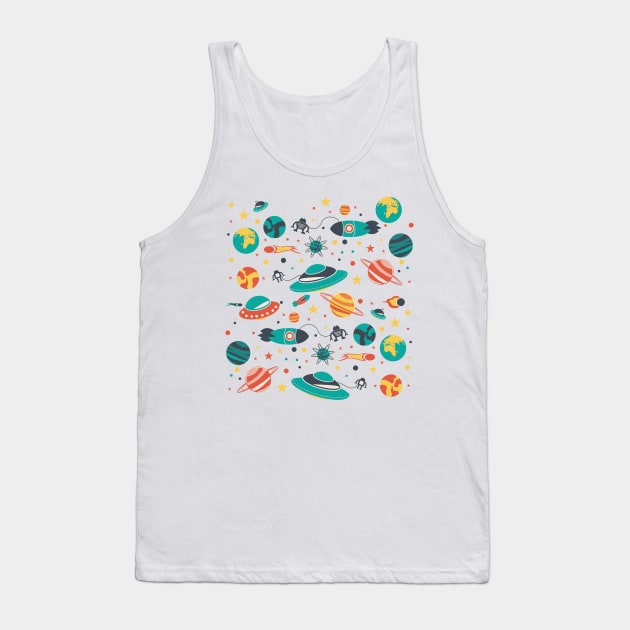 Off White Galaxy Tank Top by Prossori